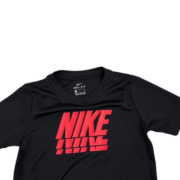 Nike Dri Fit Black Red Logo Shirt Size Youth Small 8 - Picture 2 of 2